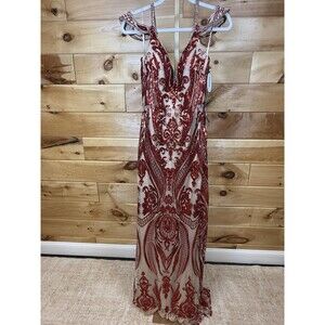 Johnathan Kayne red‎ sequined formal dress Women’s 4 NWT PROM!!